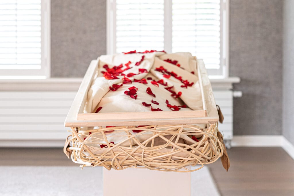 Rieten opbaarplank Rita Feld Hoorn